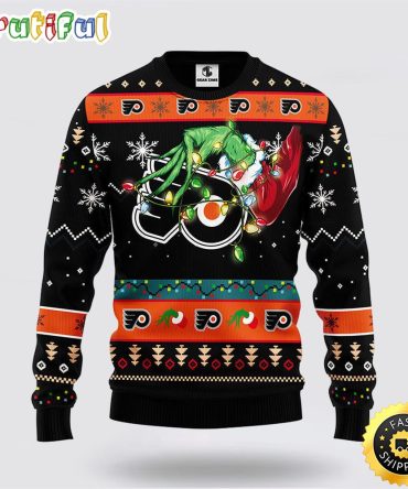 Nhl Philadelphia Flyers Ugly Sweater The Hand Of Grinch Ugly Christmas Sweater