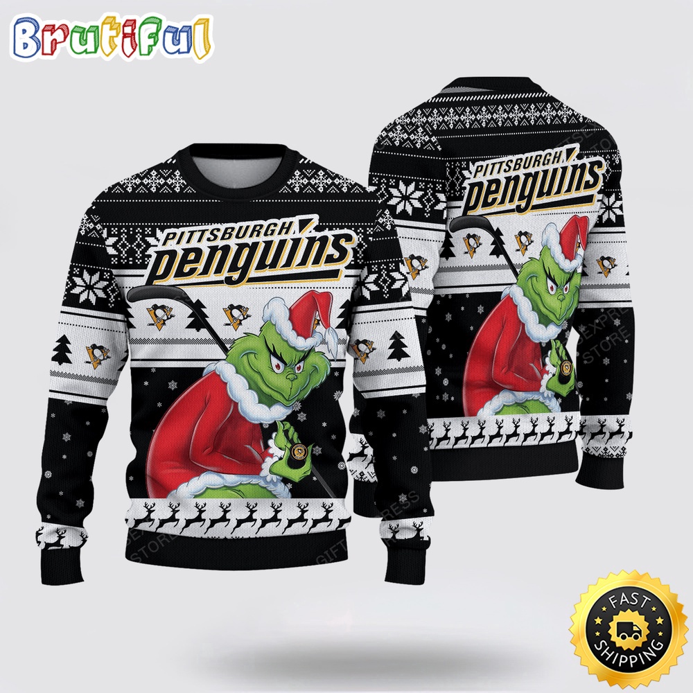 Nhl Pittsburgh Penguins Ugly Sweater Grinch Christmas Sweater