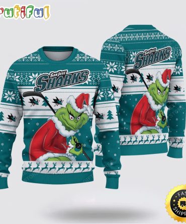 Nhl San Jose Sharks Ugly Sweater Grinch Christmas Sweater