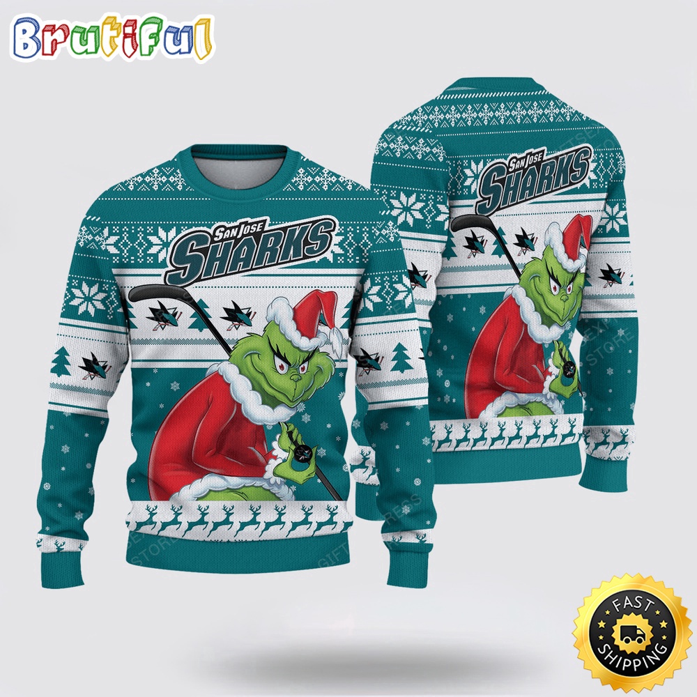 Nhl San Jose Sharks Ugly Sweater Grinch Christmas Sweater