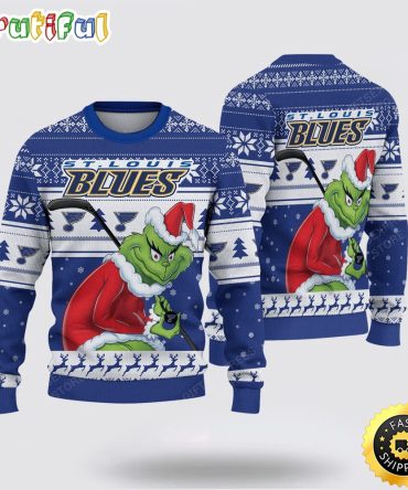Nhl St. Louis Blues Ugly Sweater Grinch Christmas Sweater