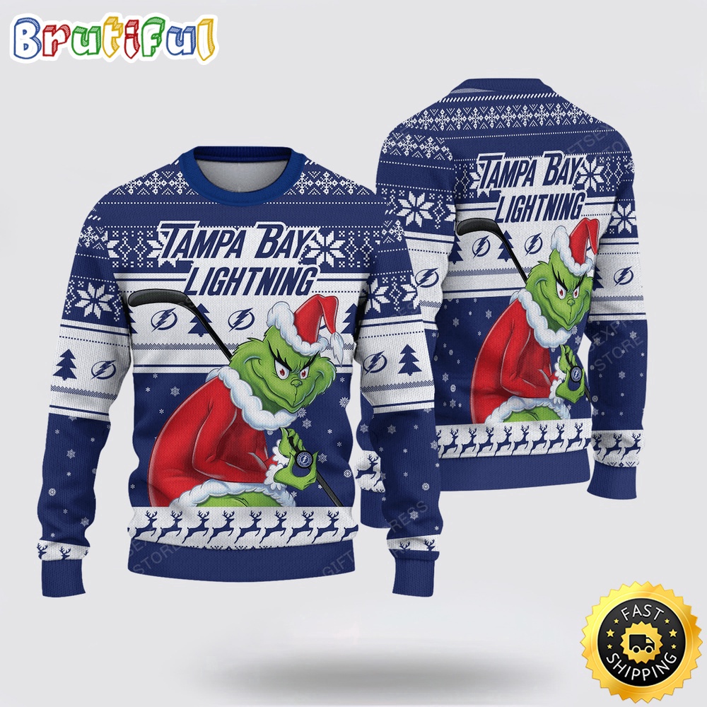 Nhl Tampa Bay Lightning Ugly Sweater Grinch Christmas Sweater