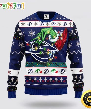 Nhl Tampa Bay Lightning Ugly Sweater The Hand Of Grinch Ugly Christmas Sweater