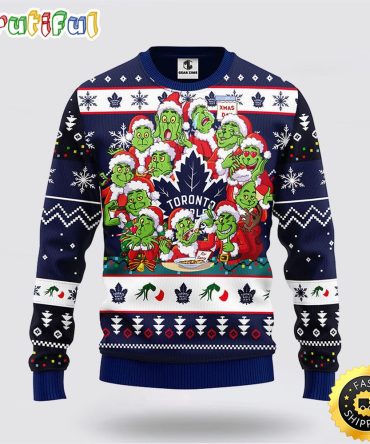 Nhl Toronto Maple Leafs Ugly Sweater 12 Expressions Of Grinch During The Christmas Season Sweater