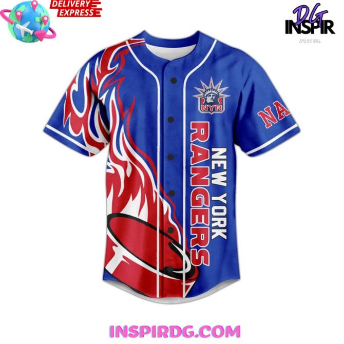 New York Broadway Blueshirts Baseball Jersey - Image 2