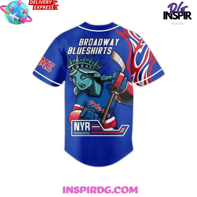 New York Broadway Blueshirts Baseball Jersey - Image 3