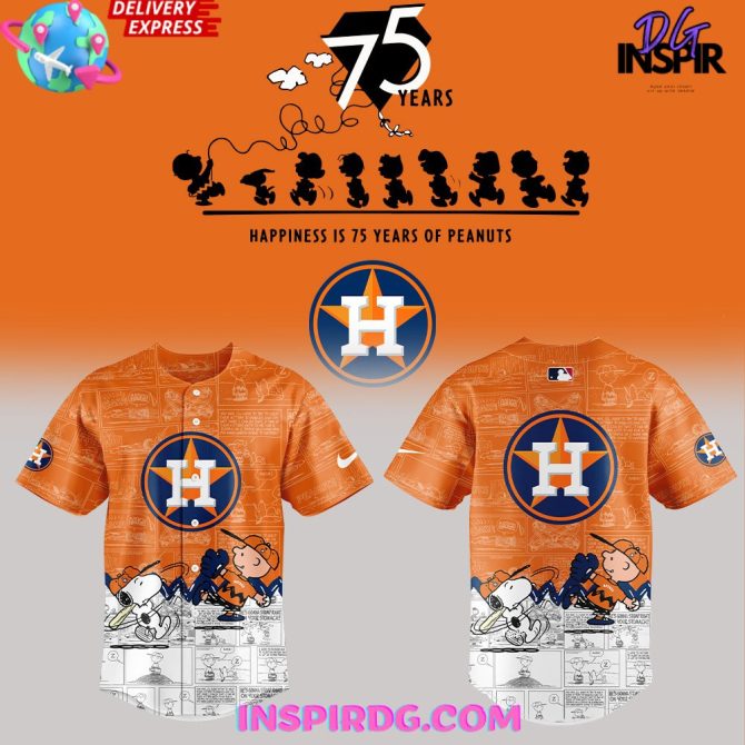 Houston Astros 75Th Anniversary Of Peanuts Special Baseball Jersey