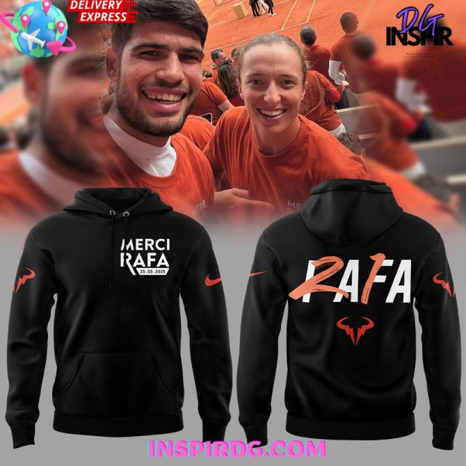 Offical Rafael Nadal Roland Garros Merci Rafa 2025 Black All Over Print Hoodie