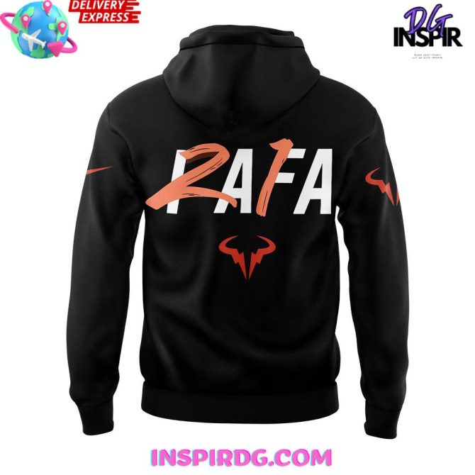 Offical Rafael Nadal Roland Garros Merci Rafa 2025 Black All Over Print Hoodie - Image 3