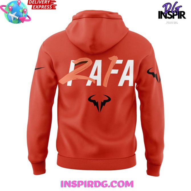 Offical Rafael Nadal Roland Garros Merci Rafa 2025 Orange All Over Print Hoodie - Image 3