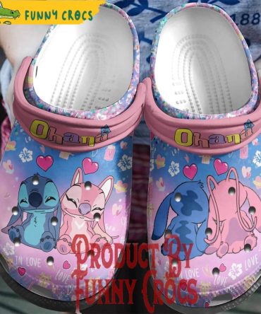 Ohana Stitch Love Angel Valentines Day Crocs Shoes - Discover Comfort And Style Clog Shoes For Family