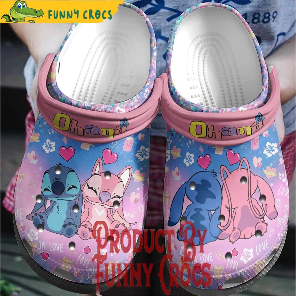 Ohana Stitch Love Angel Valentines Day Crocs Shoes - Discover Comfort And Style Clog Shoes For Family