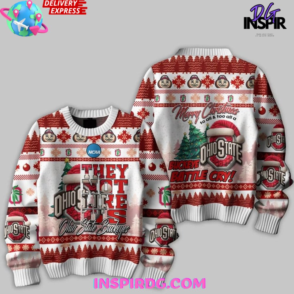 Ohio State Buckeyes Merry Christmas Ugly Ugly Christmas Sweater - Image 2