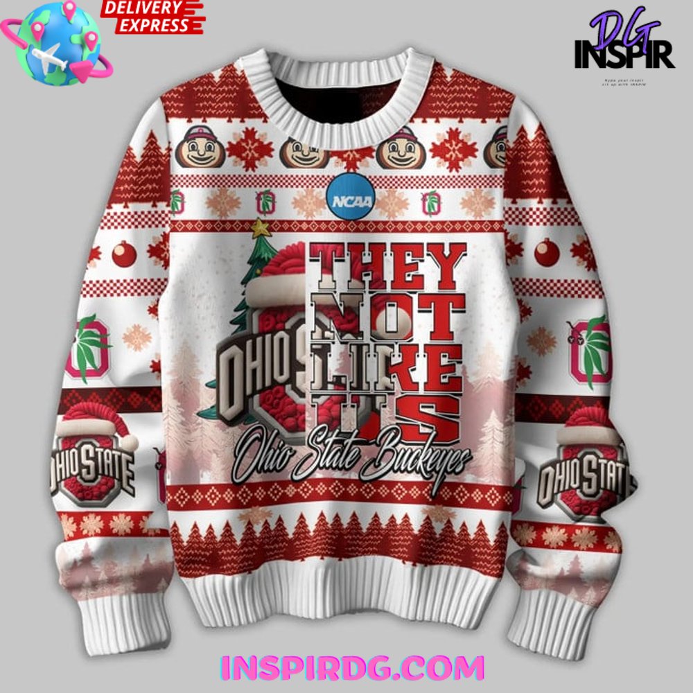 Ohio State Buckeyes Merry Christmas Ugly Ugly Christmas Sweater - Image 4