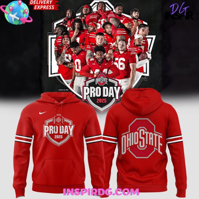 Ohio State Buckeyes Pro Day 2025 Red All Over Print Hoodie