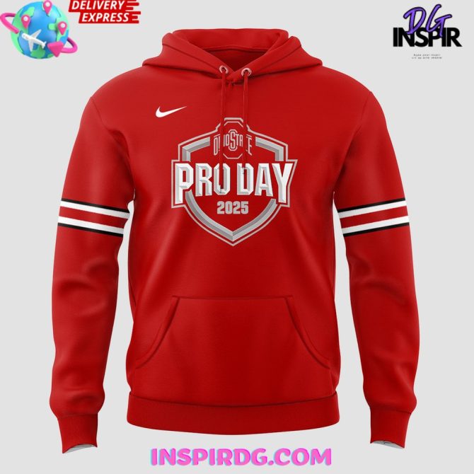 Ohio State Buckeyes Pro Day 2025 Red All Over Print Hoodie - Image 2