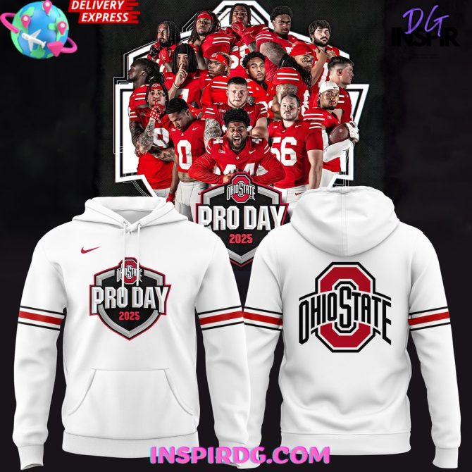 Ohio State Buckeyes Pro Day 2025 White All Over Print Hoodie