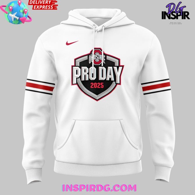 Ohio State Buckeyes Pro Day 2025 White All Over Print Hoodie - Image 2