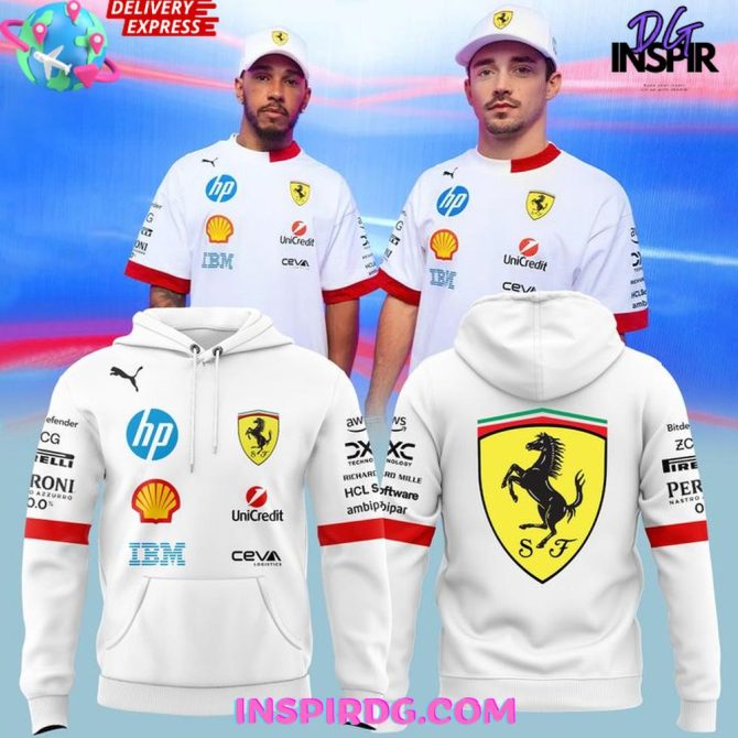 Puma Scuderia Ferrari F1 2025 Driver'S White All Over Print Hoodie