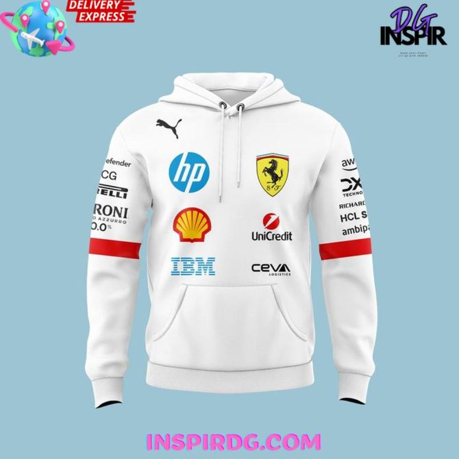 Puma Scuderia Ferrari F1 2025 Driver'S White All Over Print Hoodie - Image 2
