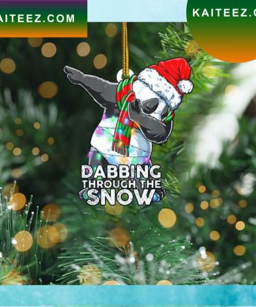 Panda Dabbing Through Snow Christmas Ornament Funny  Xmas Ornament
