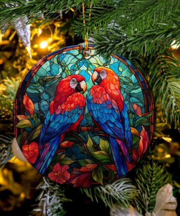 Parrot Couple Ceramic Ceramic Ornament Perfect Gift For Holiday