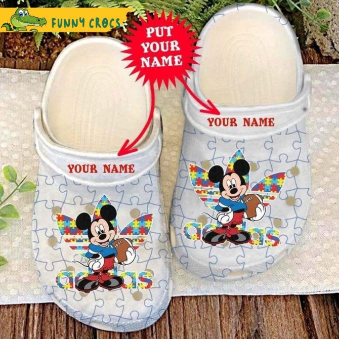 Personalized Autism Awareness Mickey Mouse Disney Adidas Adults Crocs Clog Shoes - Discover Comfort And Style Clog Shoes Unisex Clogs Garden Shoes