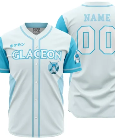Personalized Glaceon Eeveelution Pokemon Baseball Jersey