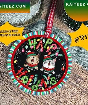 Personalized Happy Holidays Cat Christmas Ornament