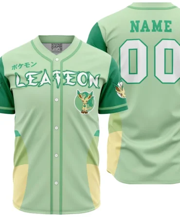 Personalized Leafeon Eeveelution Pokemon Baseball Jersey