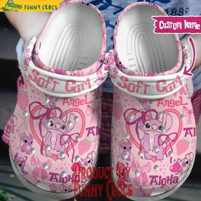 Personalized Lilo And Stitch Angel Pink Crocs For Family - Discover Comfort And Style Clog Shoes For Family