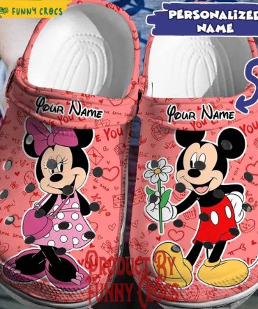 Personalized Mickey Minnie I Love You Valentines Crocs - Discover Comfort And Style Clog Shoes Unisex Clogs Garden Shoes