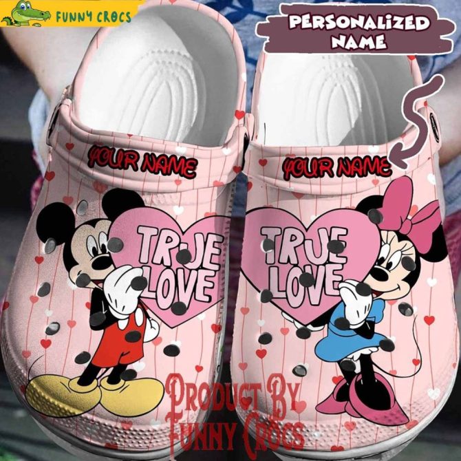 Personalized Mickey Minnie True Love Valentines Day Crocs - Discover Comfort And Style Clog Shoes Unisex Clogs Garden Shoes