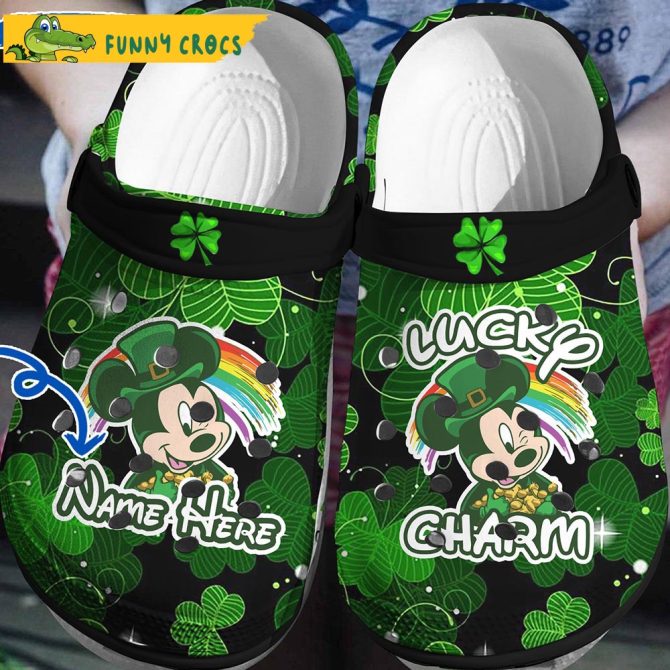 Personalized Mickey Mouse Lucky St Patricks Day Disney Crocs Clog Shoes - Discover Comfort And Style Clog Shoes Unisex Clogs Garden Shoes