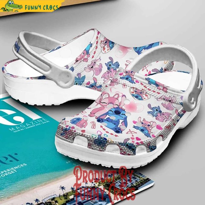 Personalized Stitch And Couple Angel Valentine Day Crocs - Discover Comfort And Style Clog Shoes For Family - Image 2