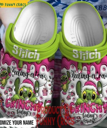 Personalized Stitch Feeling Extra Grinchy Today Christmas Crocs - Discover Comfort And Style Clog Shoes For Family