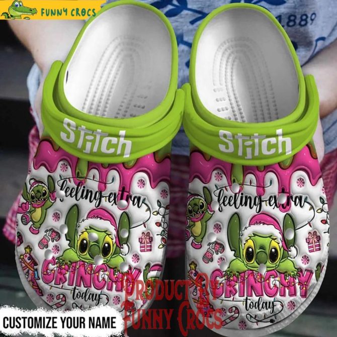 Personalized Stitch Feeling Extra Grinchy Today Christmas Crocs - Discover Comfort And Style Clog Shoes For Family