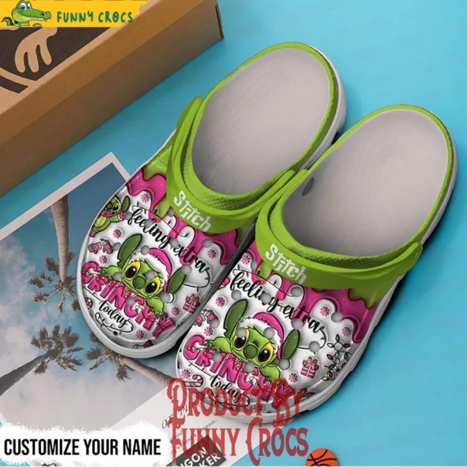 Personalized Stitch Feeling Extra Grinchy Today Christmas Crocs - Discover Comfort And Style Clog Shoes For Family - Image 2