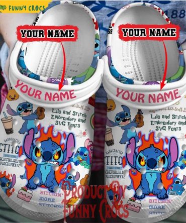 Personalized Stitch Fury Crocs Shoes - Discover Comfort And Style Clog Shoes For Family