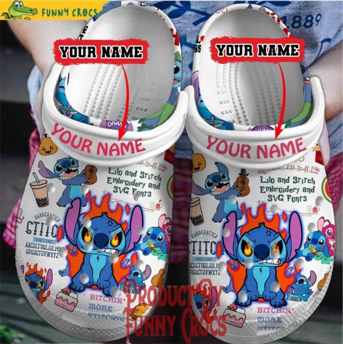 Personalized Stitch Fury Crocs Shoes - Discover Comfort And Style Clog Shoes For Family