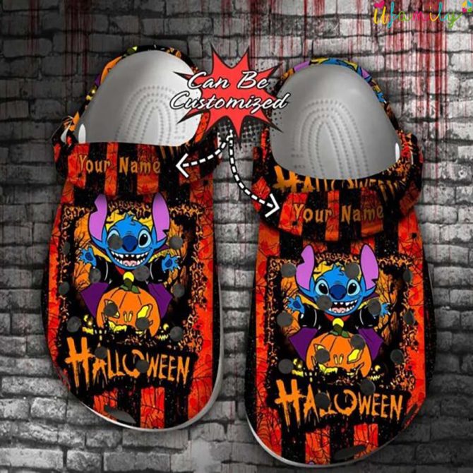Personalized Stitch Pumpkin Crocs Halloween - Discover Comfort And Style Clog Shoes For Family