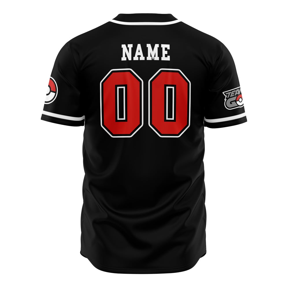 Personalized Team Rocket Grunt Black Pokemon Baseball Jersey - Image 3
