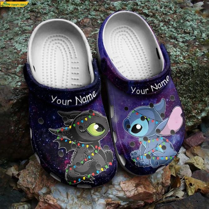 Personalized Black And Blue Stitch Crocs Clog Shoes - Discover Comfort And Style Clog Shoes For Family