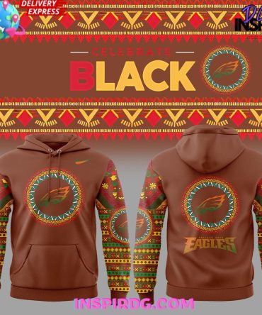 Philadelphia Eagles Black History Month 2025 Orange All Over Print Hoodie