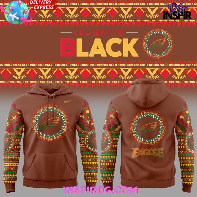 Philadelphia Eagles Black History Month 2025 Orange All Over Print Hoodie