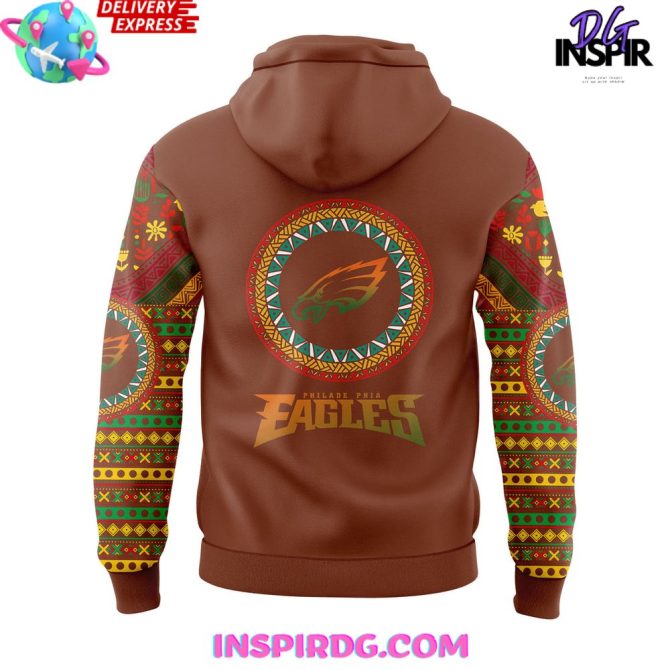 Philadelphia Eagles Black History Month 2025 Orange All Over Print Hoodie - Image 3