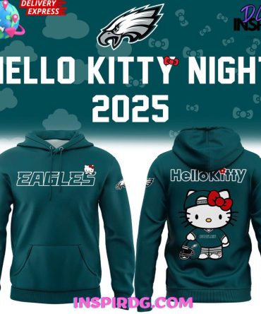 Philadelphia Eagles X Hello Kitty 2025 Green All Over Print Hoodie