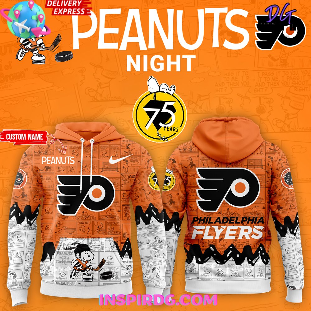 Philadelphia Flyers 75Th Anniversary Of Peanuts All Over Print Hoodie, 3D Hoodie