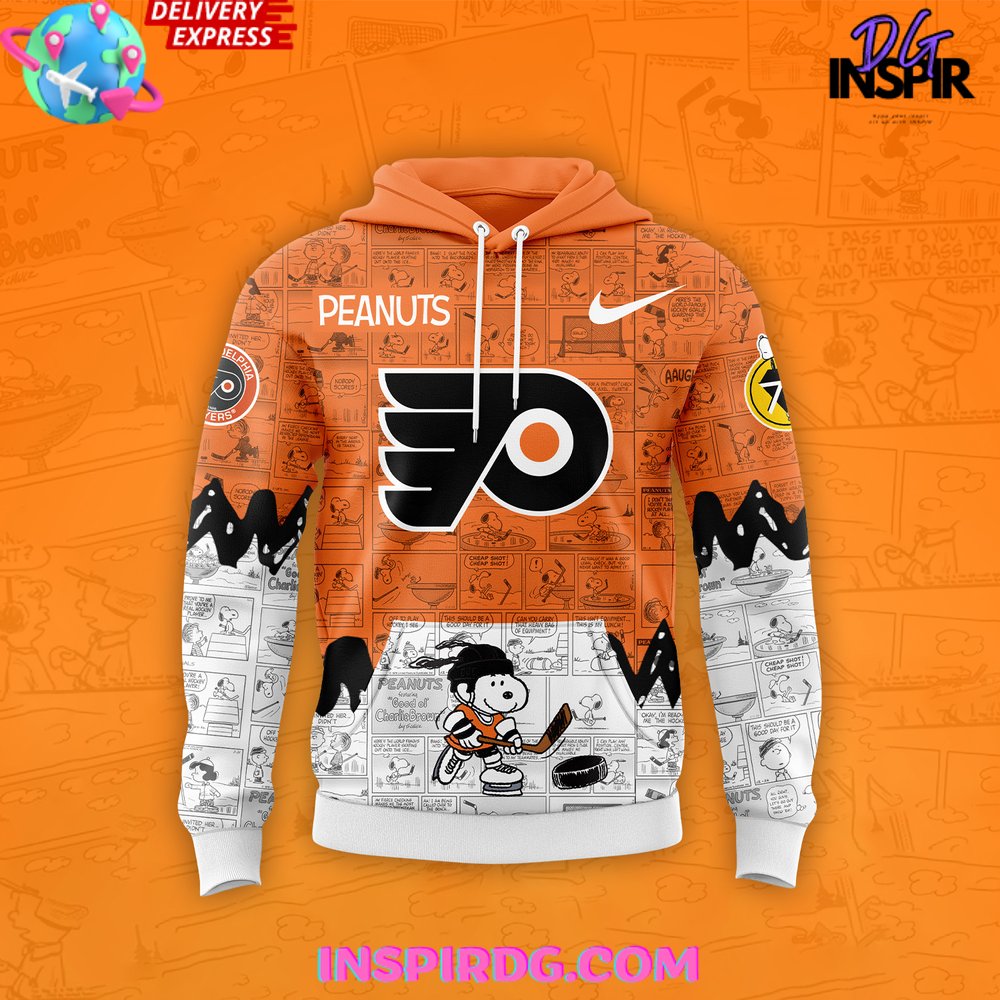 Philadelphia Flyers 75Th Anniversary Of Peanuts All Over Print Hoodie, 3D Hoodie - Image 2