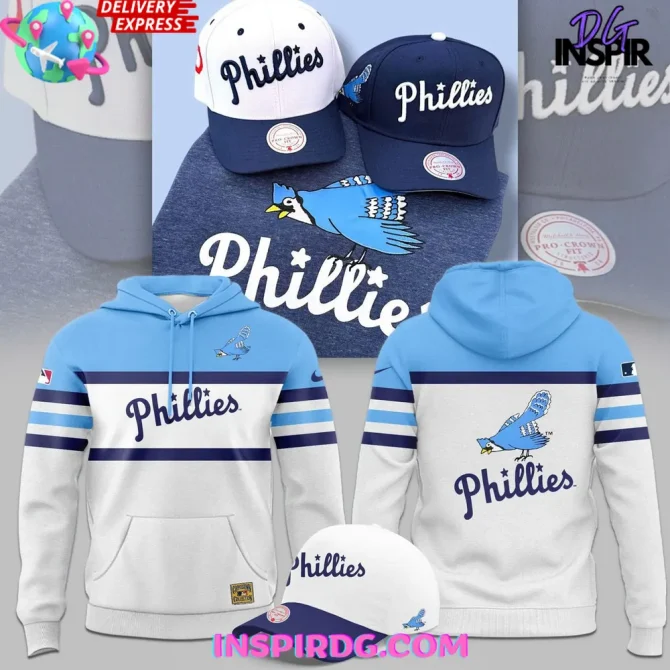 Philadelphia Phillies Blue Jay Vintage 1944–1946 All Over Print Hoodie